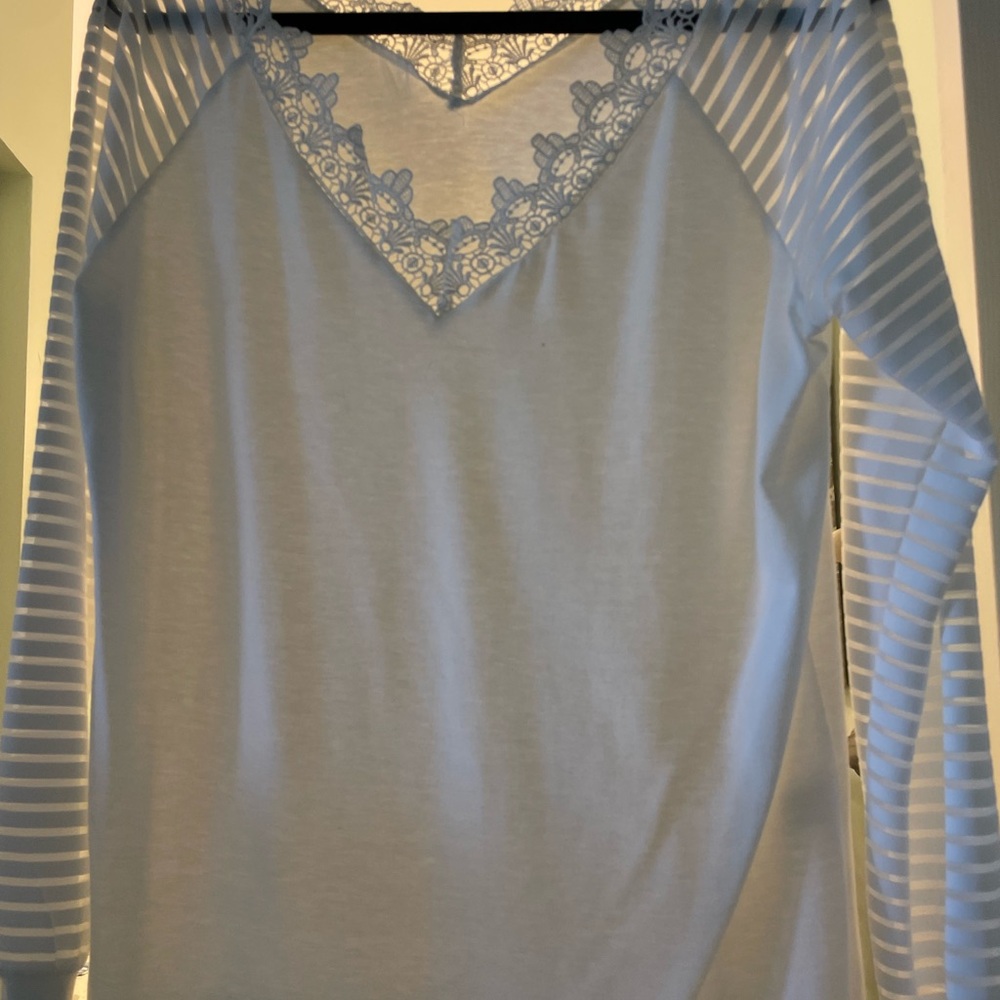 Light Blue Lace Detail Top